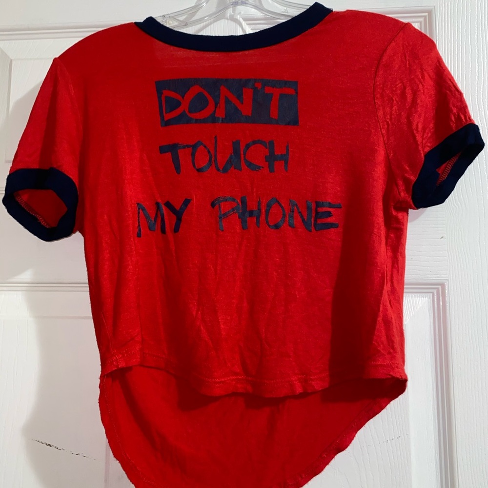 Printed red crop T-shirt